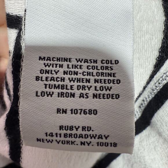 Ruby Rd Women’s XL Striped Zip-Up Jacket Black White Cotton Blend 3/4 Sleeve - Picture 7 of 8